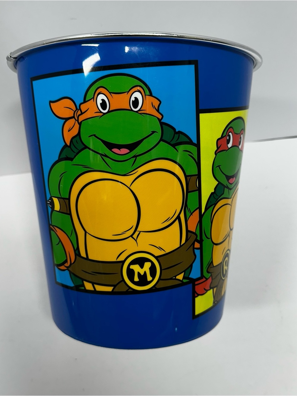 Blue Teenage Mutant Ninja Turtles Michaelangelo plastic trash can